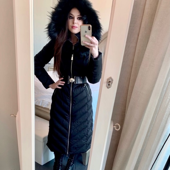 Guess Jackets & Blazers - Guess Sofia Belted Longline Coat Jet Black
